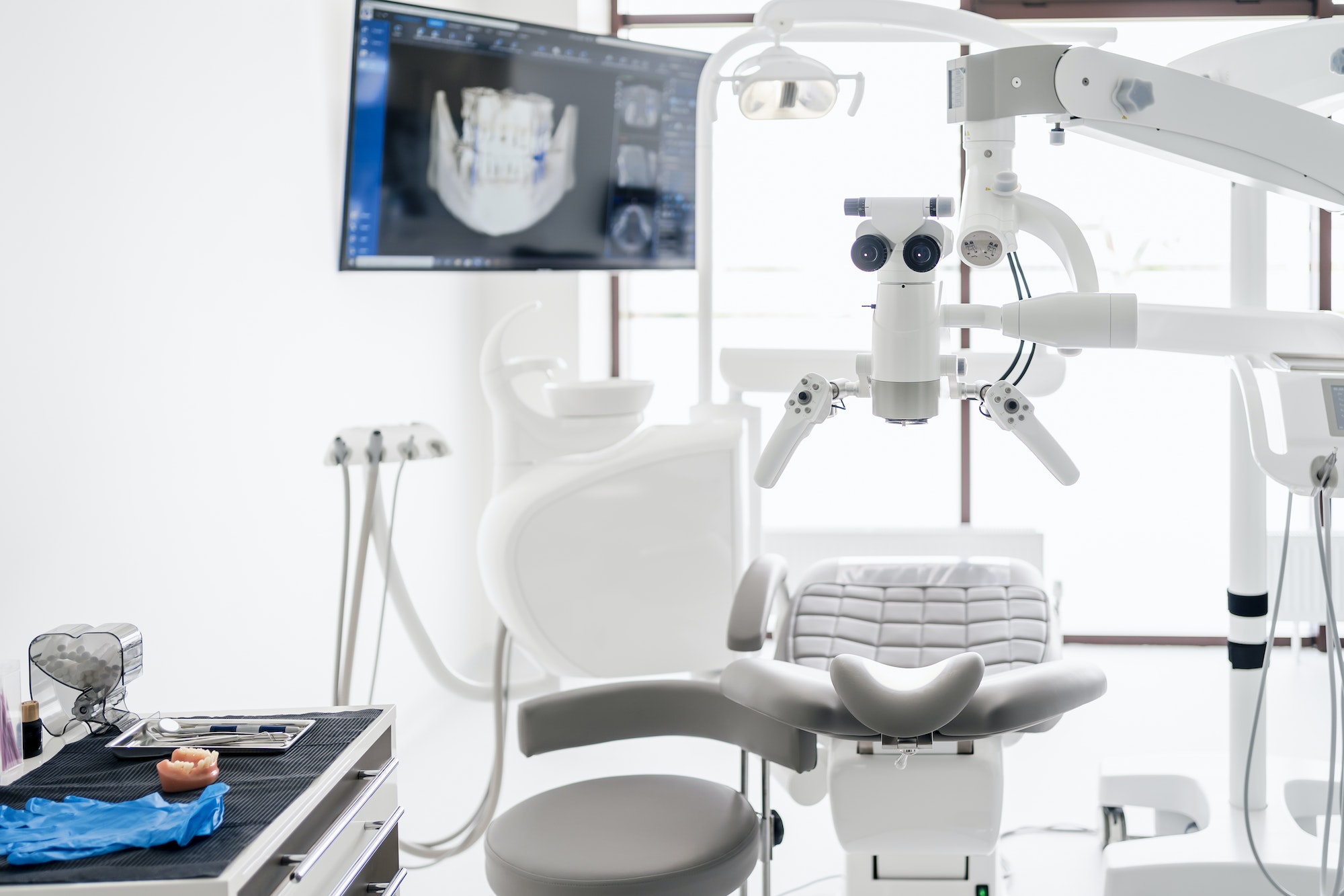 Dental chair and other accessories during Modern dental practice